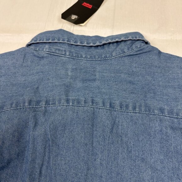 Levis Mens Long-Sleeve Denim Button-Down Shirt Size L Tencel Blend Light Blue - Picture 8 of 13